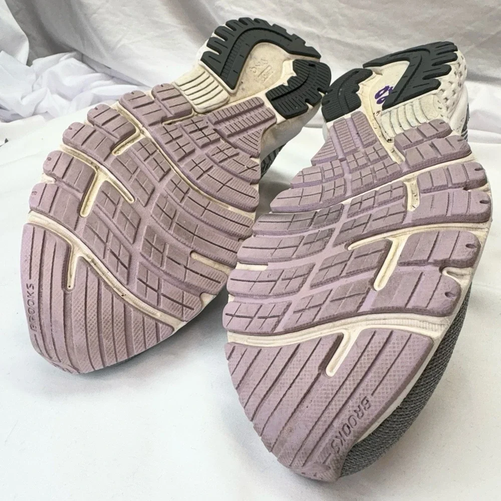 Brooks Adrenaline GTS 19 Shoes Womens 9.5 B Gray Purple‎ Running Sneaker Support
